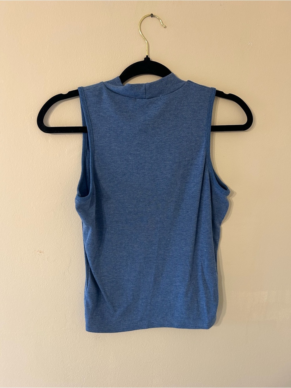 Blue Ribbed Mock Neck Tank - Picture 4 of 4